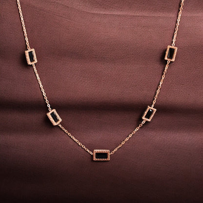 Black Stone Rosegold Chain