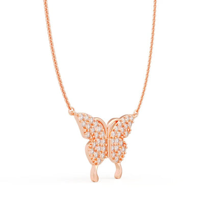 Silver Zircon-Studded Butterfly Necklace