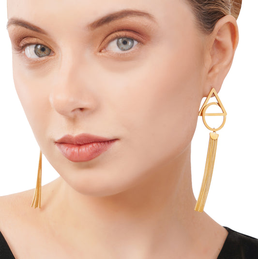 18Kt Long Statement Earrings