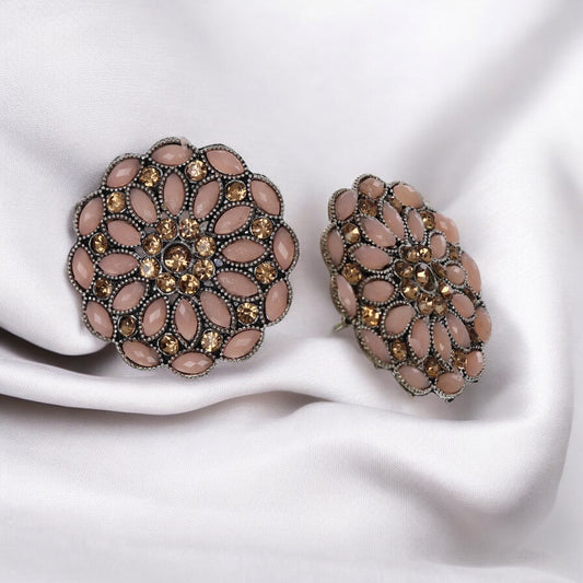 Nudish Floral Cluster Studs