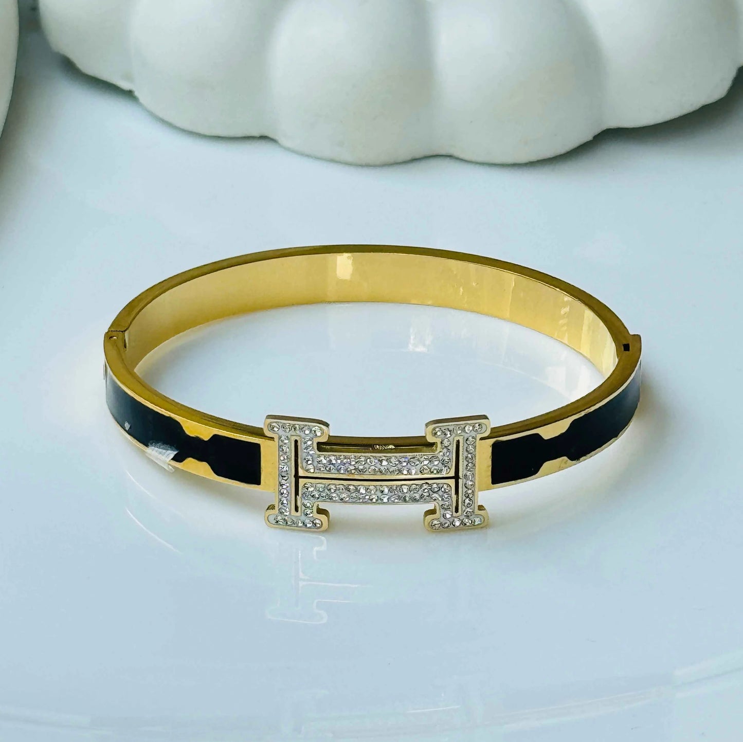 18Kt Hermes Zirconia Bangle Bracelet