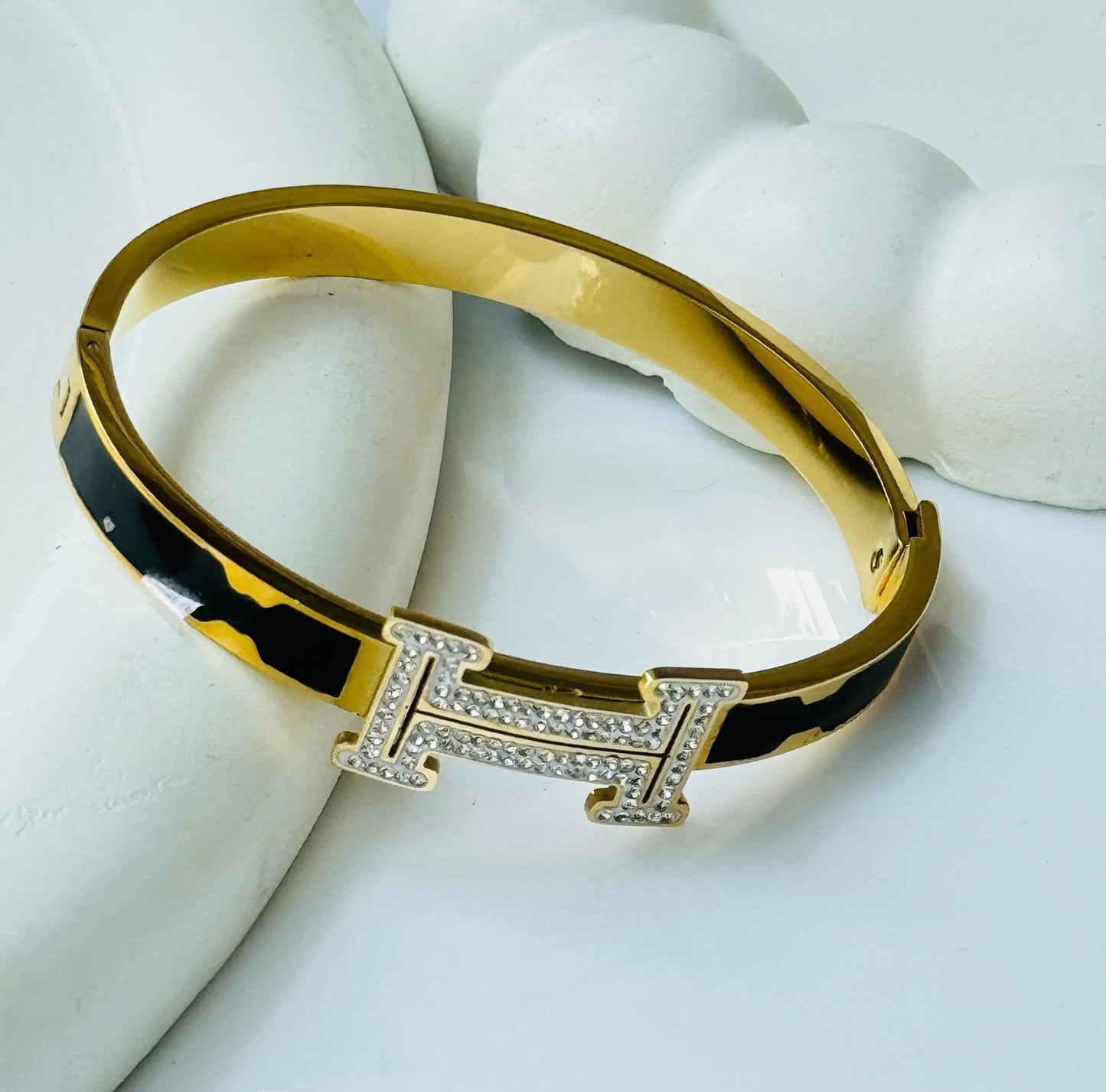 18Kt Hermes Zirconia Bangle Bracelet