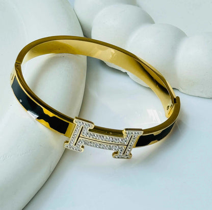 18Kt Hermes Zirconia Bangle Bracelet