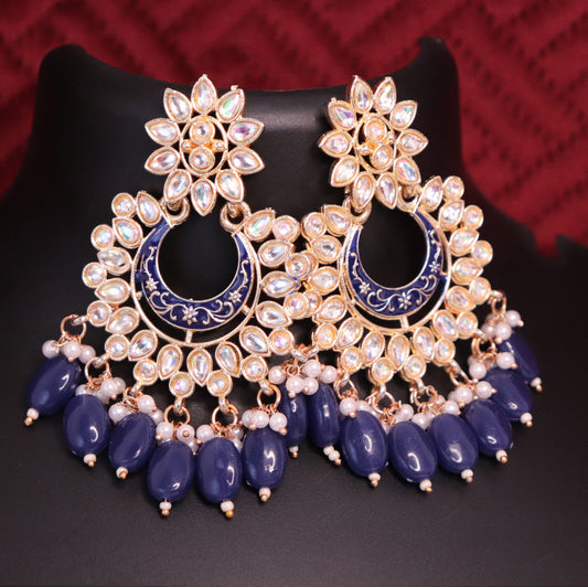 Bluish Chandbali Earrings