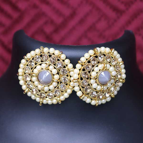 Gray Kundan Studs