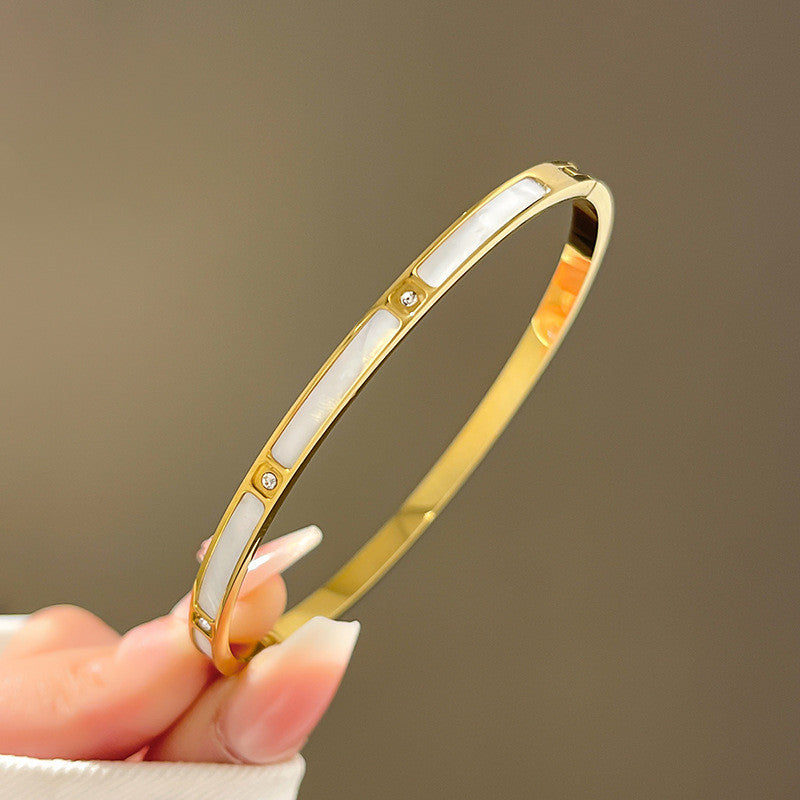 18Kt Milky Bangle Bracelet