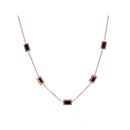 Black Stone Rosegold Chain