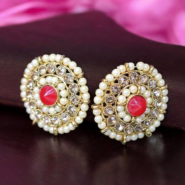 Red Kundan Studs