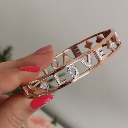 18Kt RoseGold Love Bangle Bracelet